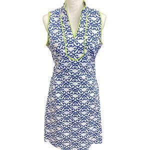 Sleeveless Dress Tunic Neckline Sheath Blue Green Golf Tennis 8 Vince Camuto GUC